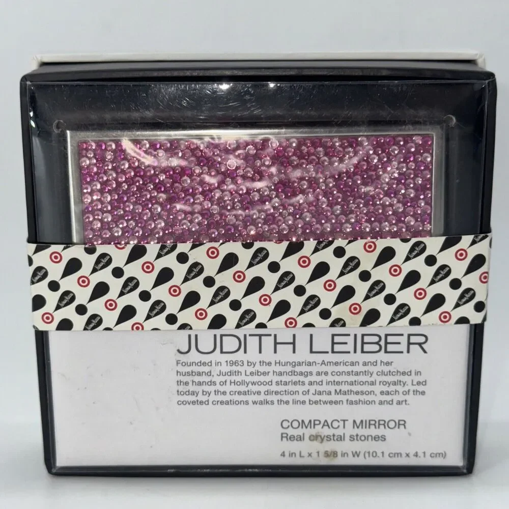 NEW Judith Lieber Target Neiman Marcus PINK Real Crystal Compact Mirror Makeup